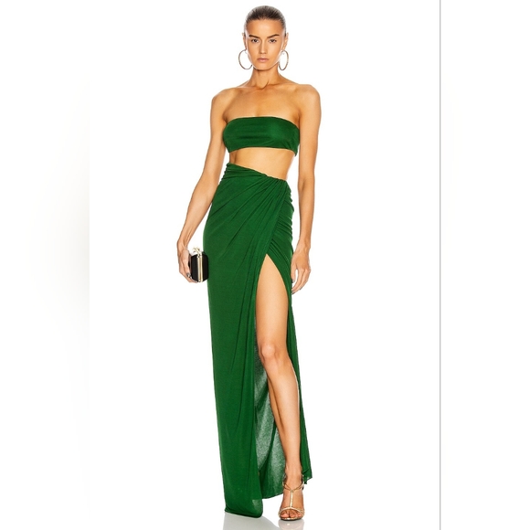 green emerald velvet dress The Pam Mini Caftan Dress in Green Silk 8 / Green